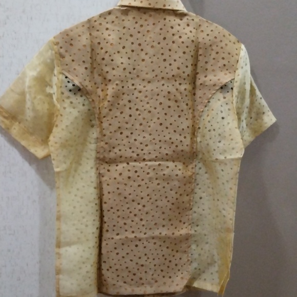 Sheer  designer shirt in light golden yellow (41-42) - Picture 4 of 4